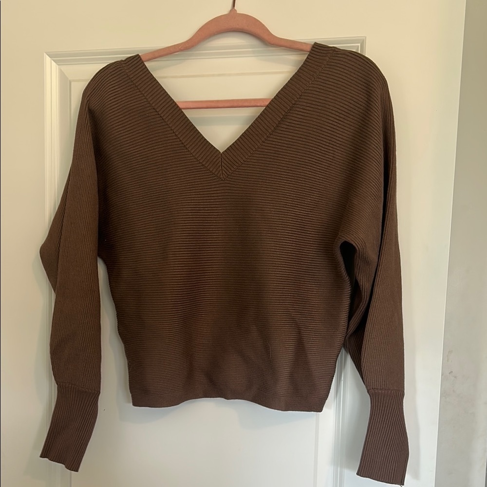 Brown V-Neck Women's Sweater